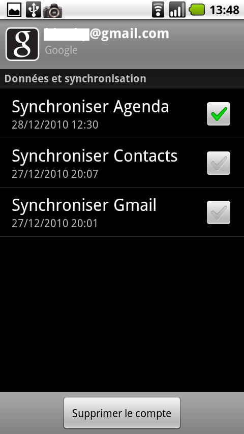 La synchro Gmail