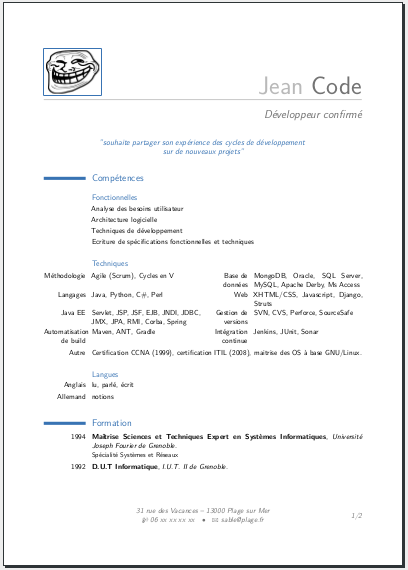 CV de Jean Code