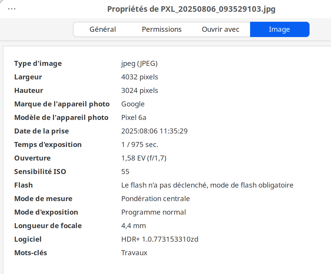 Propriétés du fichier